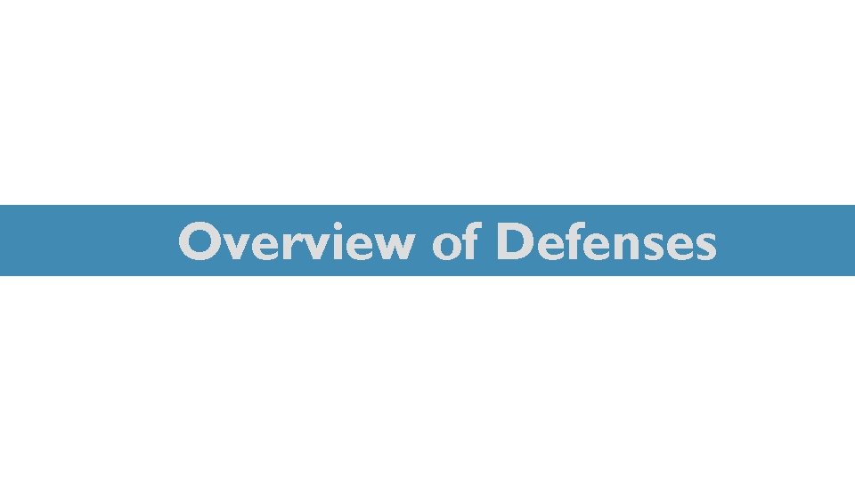 Overview of Defenses 