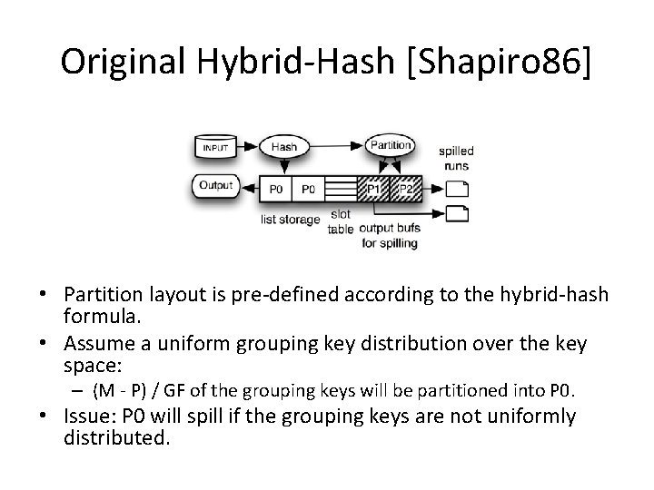 Original Hybrid-Hash [Shapiro 86] • Partition layout is pre-defined according to the hybrid-hash formula.
