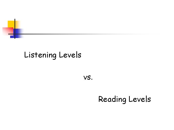 Listening Levels vs. Reading Levels 