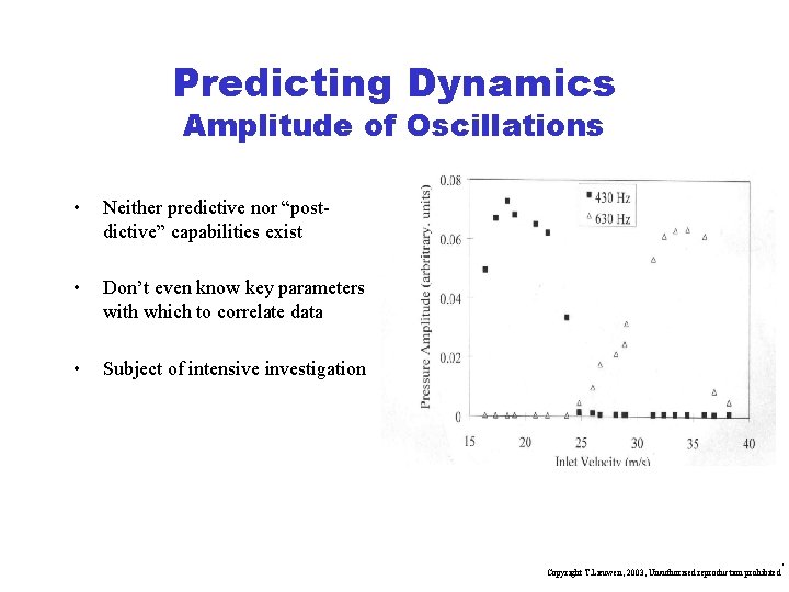 Predicting Dynamics Amplitude of Oscillations • Neither predictive nor “postdictive” capabilities exist • Don’t