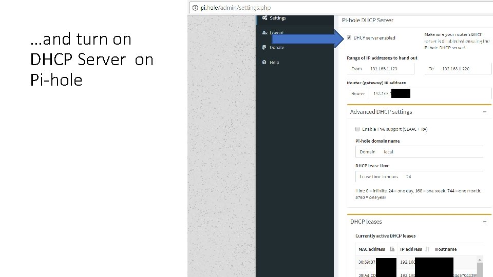 …and turn on DHCP Server on Pi-hole 
