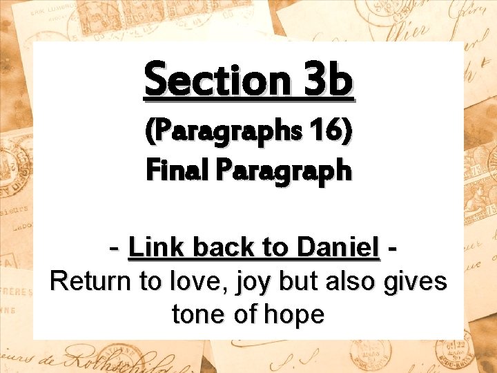 Section 3 b (Paragraphs 16) Final Paragraph - Link back to Daniel Return to