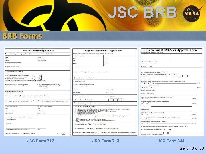 JSC BRB Forms JSC Form 712 JSC Form 713 JSC Form 644 Slide 18