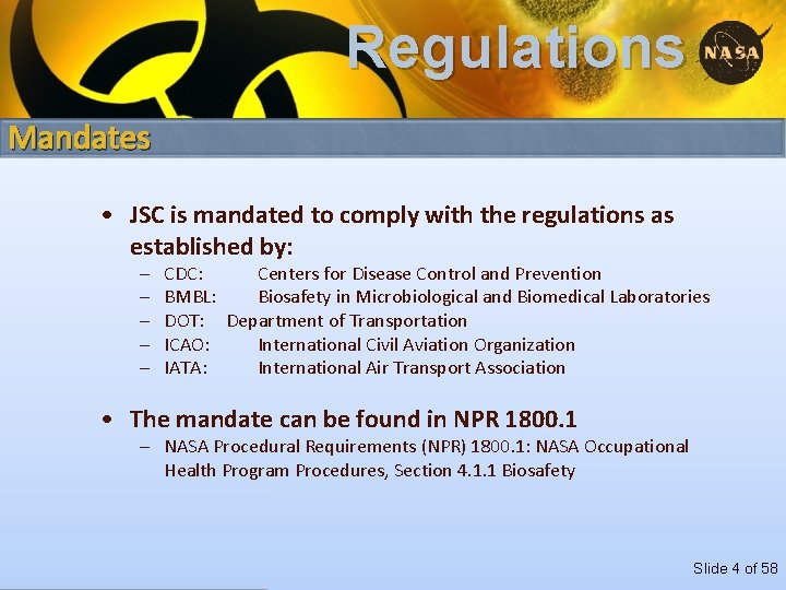 Regulations Mandates • JSC is mandated to comply with the regulations as established by:
