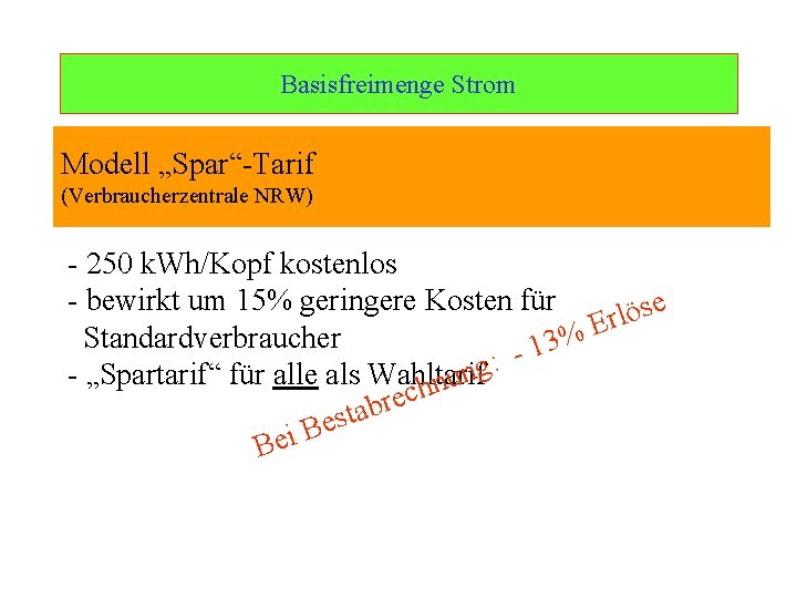 Basisfreimenge Strom Ulrich Schachtschneider Modell „Spar“-Tarif (Verbraucherzentrale NRW) - 250 k. Wh/Kopf kostenlos -
