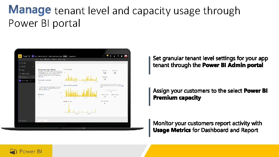 tenant level and capacity usage through Power BI portal 