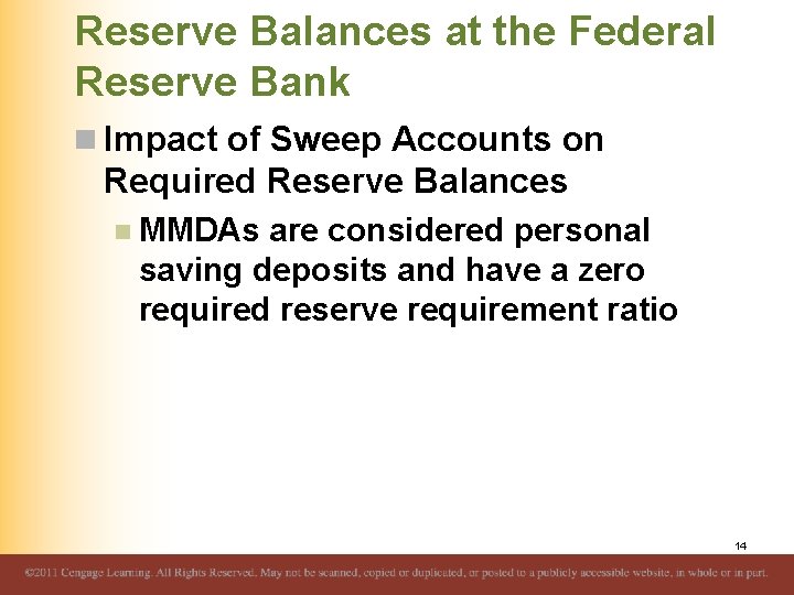 Reserve Balances at the Federal Reserve Bank n Impact of Sweep Accounts on Required