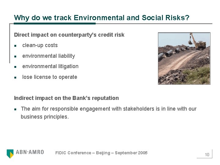 Why do we track Environmental and Social Risks? Direct impact on counterparty’s credit risk