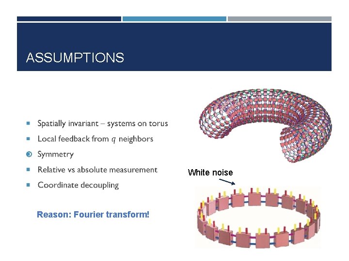 ASSUMPTIONS White noise Reason: Fourier transform! 