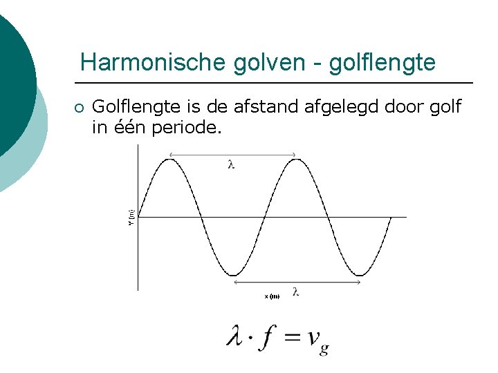 Harmonische golven - golflengte ¡ Golflengte is de afstand afgelegd door golf in één
