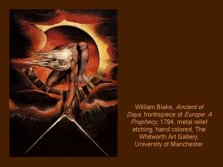 William Blake, Ancient of Days, frontispiece of Europe: A Prophecy, 1794, metal relief etching,