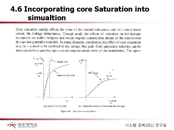 4. 6 Incorporating core Saturation into simualtion 시스템 공학(SEL) 연구실 