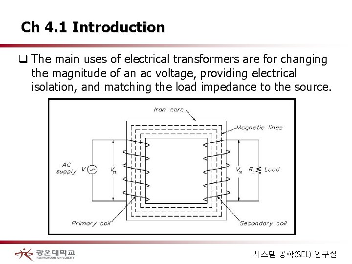 Ch 4. 1 Introduction q The main uses of electrical transformers are for changing