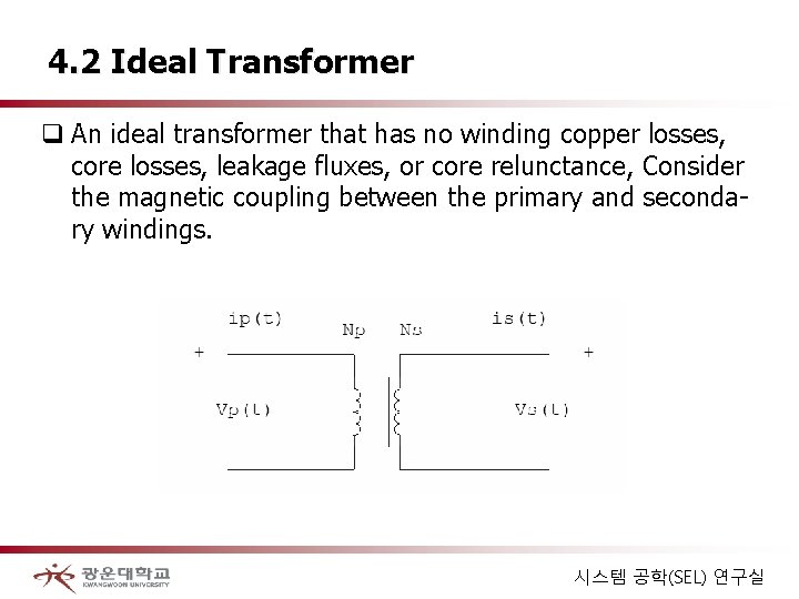 4. 2 Ideal Transformer q An ideal transformer that has no winding copper losses,
