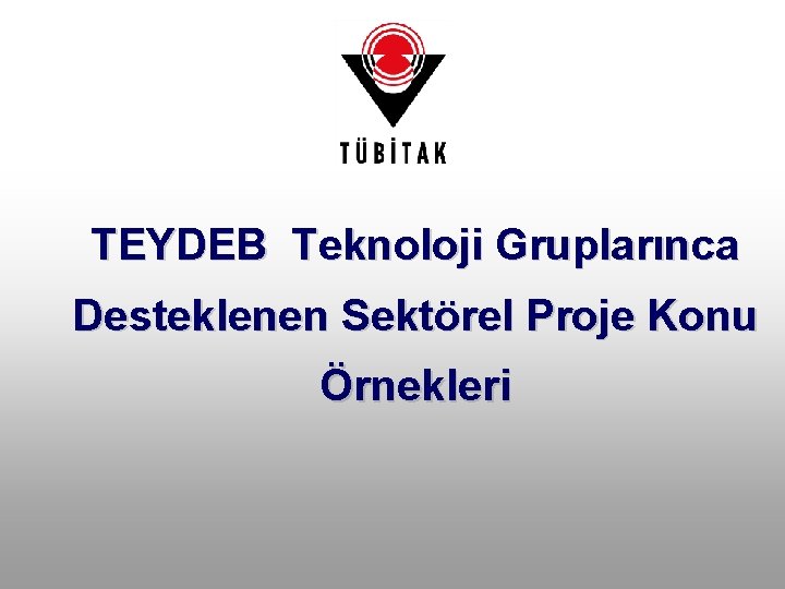 TEYDEB Teknoloji Gruplarınca Desteklenen Sektörel Proje Konu Örnekleri 