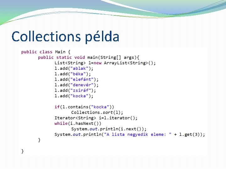 Collections példa 