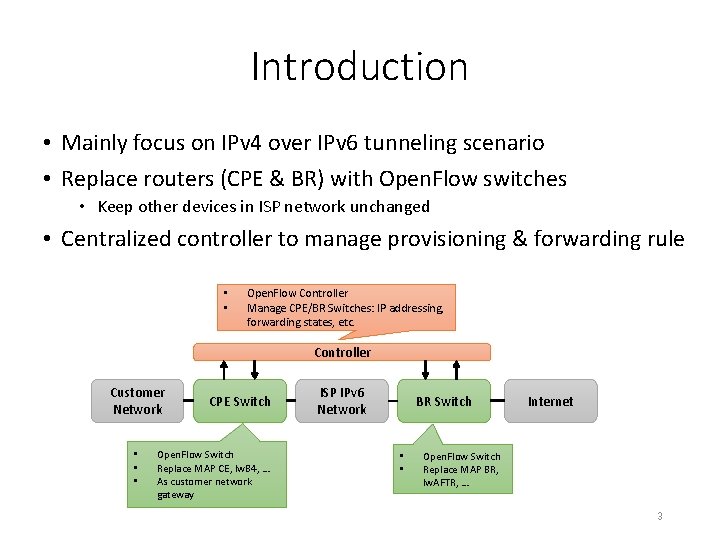 Introduction • Mainly focus on IPv 4 over IPv 6 tunneling scenario • Replace