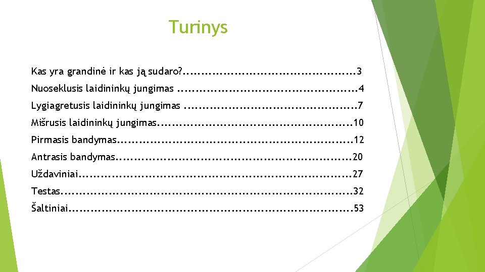 Turinys Kas yra grandinė ir kas ją sudaro? . . . 3 Nuoseklusis laidininkų