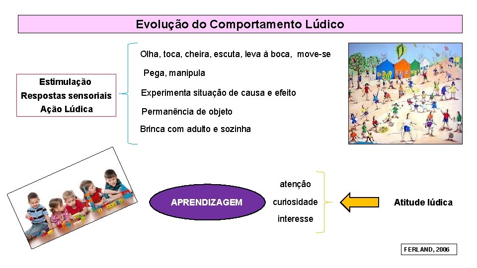 Evolução do Comportamento Lúdico Olha, toca, cheira, escuta, leva à boca, move-se Estimulação Respostas