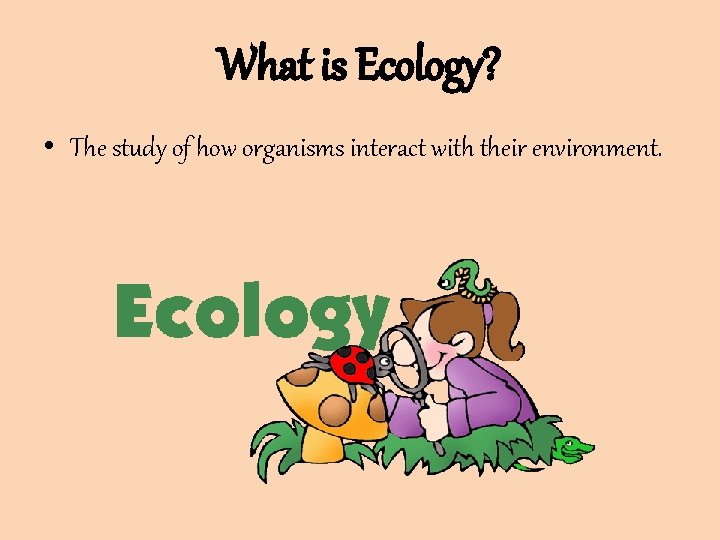 What is Ecology? • The study of how organisms interact with their environment. What is Ecology? • The study of how organisms interact with their environment.
