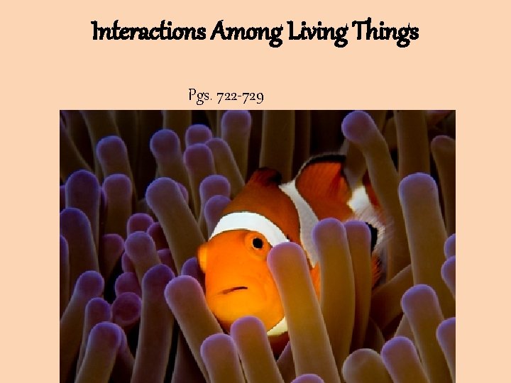 Interactions Among Living Things Pgs. 722 -729 Interactions Among Living Things Pgs. 722 -729