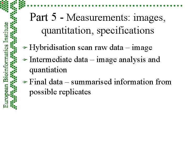 Part 5 - Measurements: images, quantitation, specifications F Hybridisation scan raw data – image