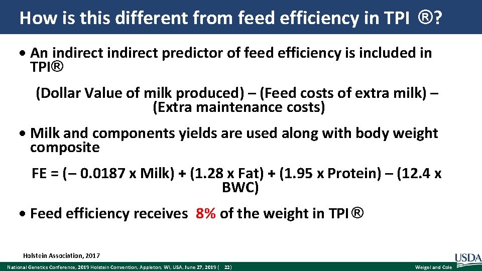 How is this different from feed efficiency in TPI ®? An indirect predictor of
