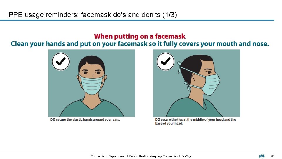 PPE usage reminders: facemask do’s and don’ts (1/3) BOS Connecticut Department of Public Health