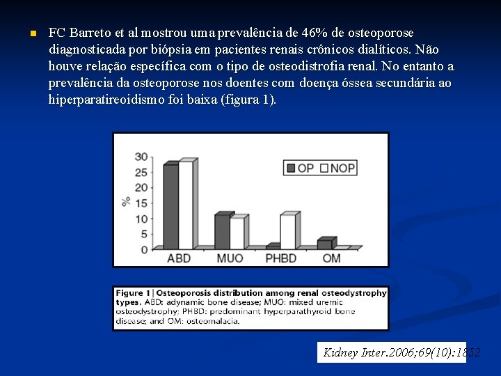 n FC Barreto et al mostrou uma prevalência de 46% de osteoporose diagnosticada por