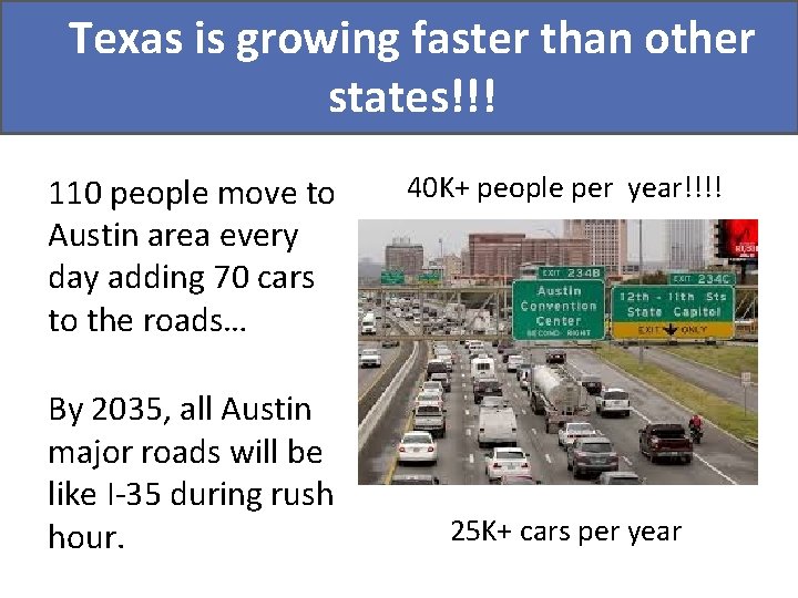 Texas is growing faster than other Did states!!! you know? 110 people move to