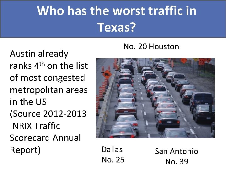 Who has the worst traffic in Did you know? Texas? Austin already ranks 4