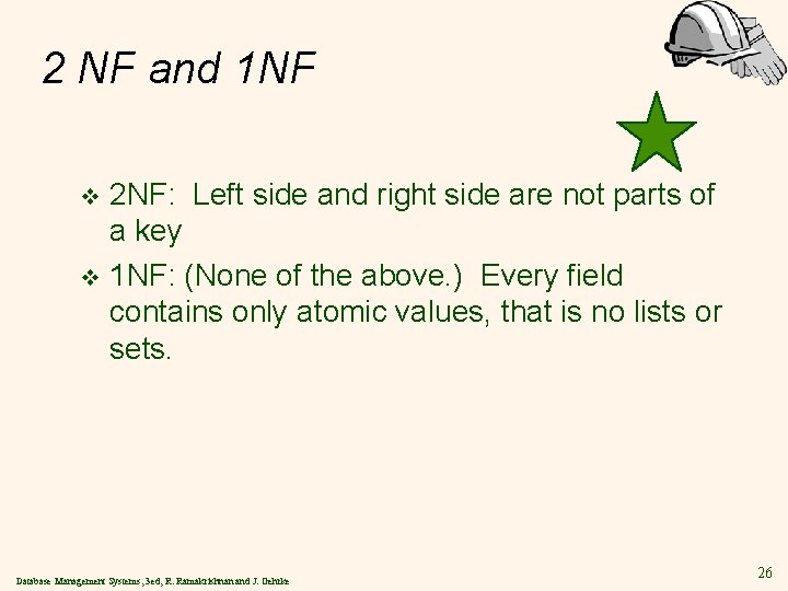 2 NF and 1 NF 2 NF: Left side and right side are not