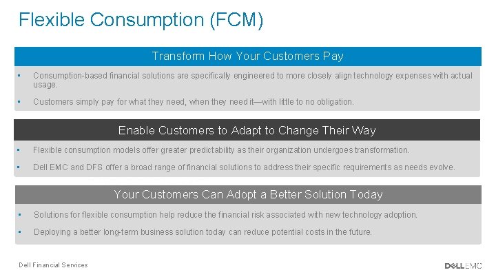 Flexible Consumption (FCM)Portfolio Transform How Your Customers Pay • Consumption-based financial solutions are specifically Flexible Consumption (FCM)Portfolio Transform How Your Customers Pay • Consumption-based financial solutions are specifically