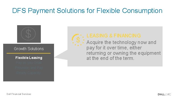 DFS Payment Solutions for Flexible Consumption Portfolio Growth Solutions Flexible Leasing Pay as you DFS Payment Solutions for Flexible Consumption Portfolio Growth Solutions Flexible Leasing Pay as you