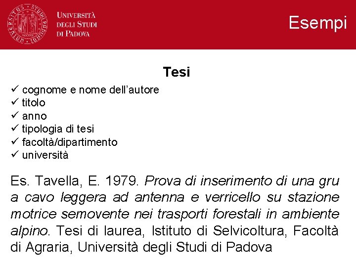 Esempi Tesi ü cognome e nome dell’autore ü titolo ü anno ü tipologia di Esempi Tesi ü cognome e nome dell’autore ü titolo ü anno ü tipologia di