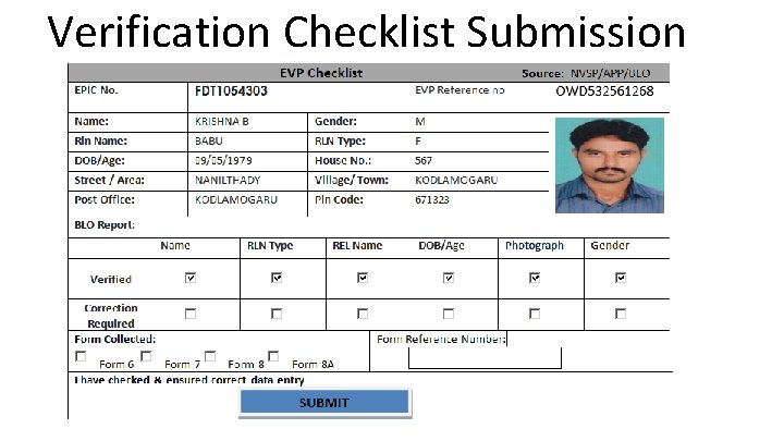 Verification Checklist Submission 