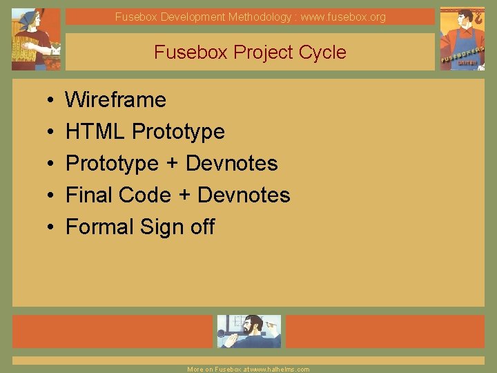 Fusebox Development Methodology : www. fusebox. org Fusebox Project Cycle • • • Wireframe