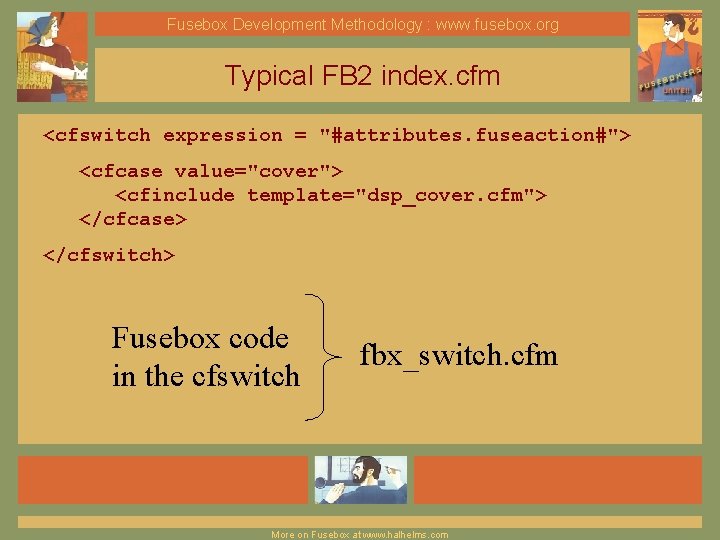 Fusebox Development Methodology : www. fusebox. org Typical FB 2 index. cfm <cfswitch expression