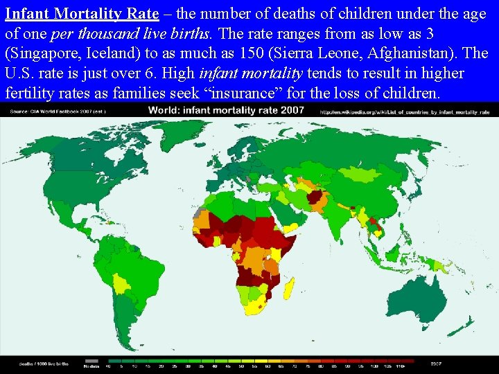 Infant Mortality Rate – the number of deaths of children under the age of