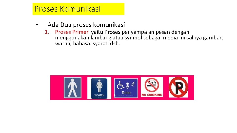 Proses Komunikasi • Ada Dua proses komunikasi 1. Proses Primer yaitu Proses penyampaian pesan