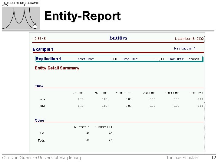 Entity-Report Otto-von-Guericke-Universität Magdeburg Thomas Schulze 12 