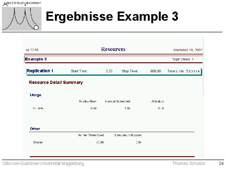 Ergebnisse Example 3 Otto-von-Guericke-Universität Magdeburg Thomas Schulze 24 Ergebnisse Example 3 Otto-von-Guericke-Universität Magdeburg Thomas Schulze 24
