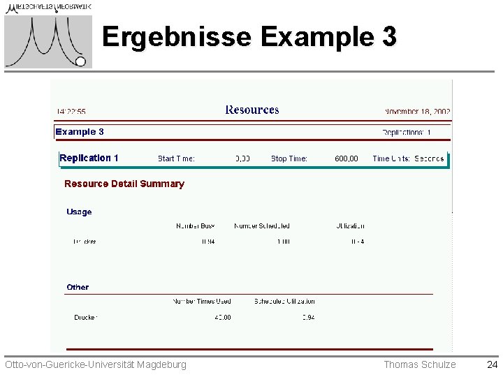 Ergebnisse Example 3 Otto-von-Guericke-Universität Magdeburg Thomas Schulze 24 