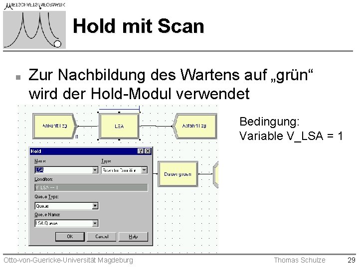 Hold mit Scan n Zur Nachbildung des Wartens auf „grün“ wird der Hold-Modul verwendet