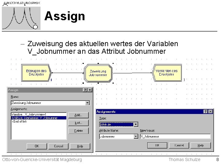 Assign – Zuweisung des aktuellen wertes der Variablen V_Jobnummer an das Attribut Jobnummer Otto-von-Guericke-Universität