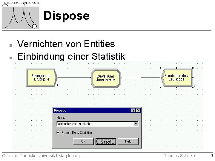 Dispose n n Vernichten von Entities Einbindung einer Statistik Otto-von-Guericke-Universität Magdeburg Thomas Schulze 9