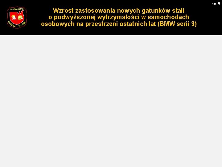 str. 9 Wzrost zastosowania nowych gatunków stali o podwyższonej wytrzymałości w samochodach osobowych na