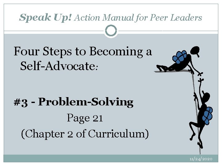 Speak Up! Action Manual for Peer Leaders Four Steps to Becoming a Self-Advocate: #3