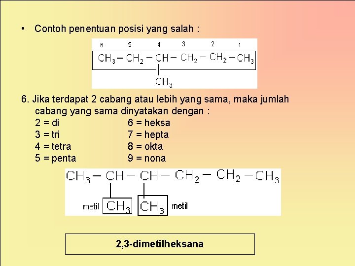  • Contoh penentuan posisi yang salah : 6. Jika terdapat 2 cabang atau