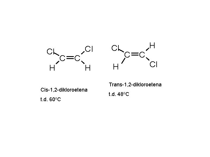 Cl C H Cl Cl H H C Cis-1, 2 -dikloroetena t. d. 60